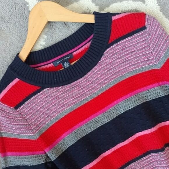 Tommy Hilfiger Sweater Red Navy Striped Knit Sweater - S - Picture 4 of 8